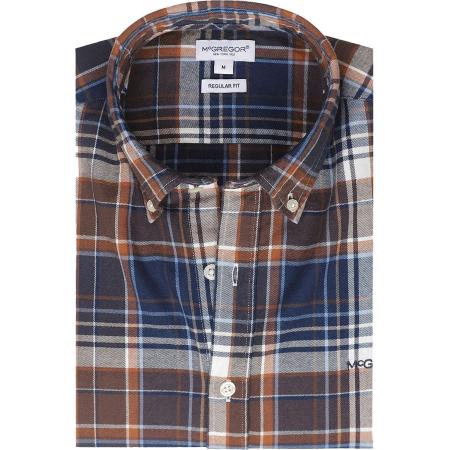 McGregor Overhemd Ruit Beige Blauw