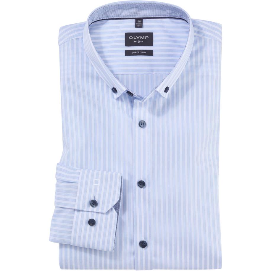 OLYMP No. Six Overhemd blauw/wit, Gestreept Blauw