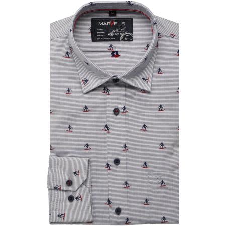 Marvelis Casual Overhemd marine, Bedrukt