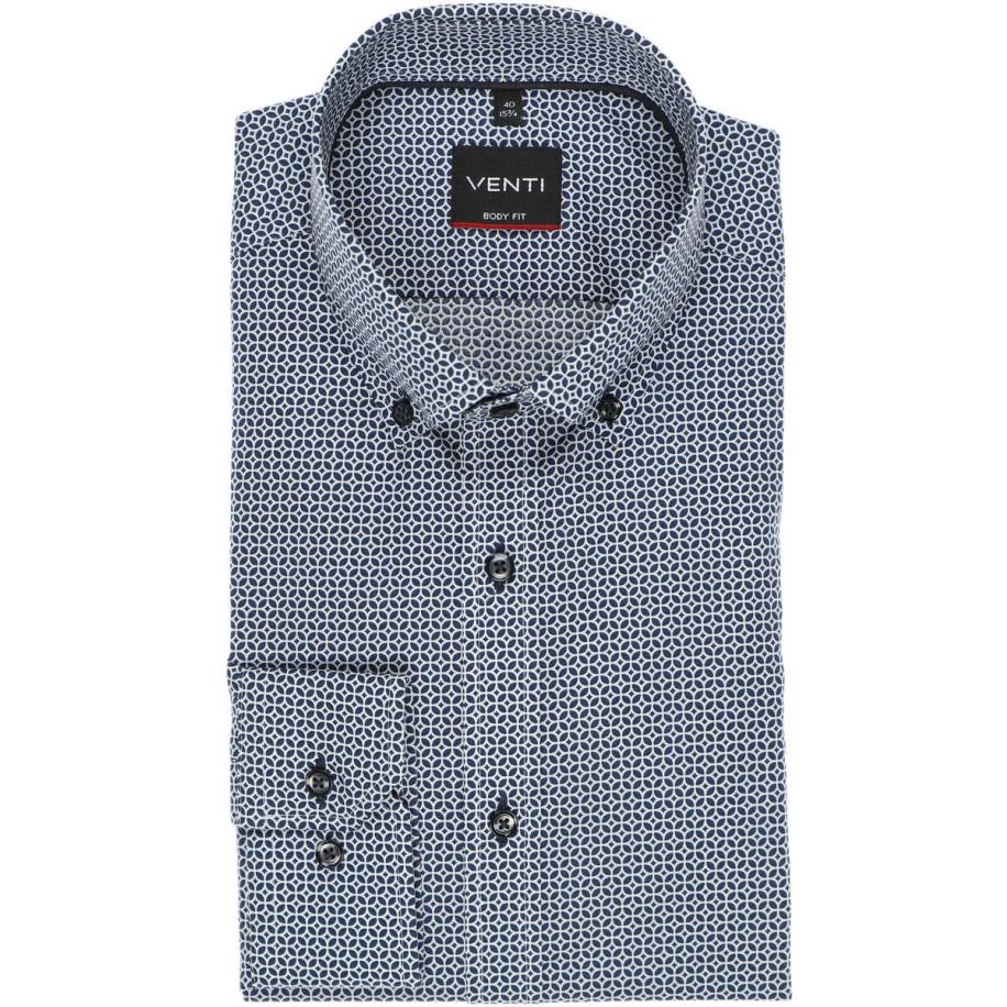 Venti Overhemd blauw, Bedrukt Blauw