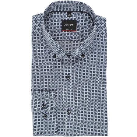 Venti Overhemd blauw, Bedrukt