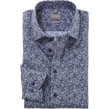 OLYMP Luxor Overhemd marine, Bedrukt