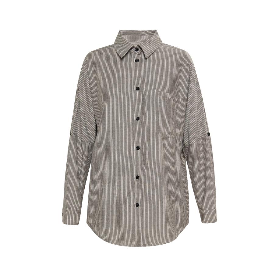 SANIKA SANIKA Blouse Classik Look grijs / wit -