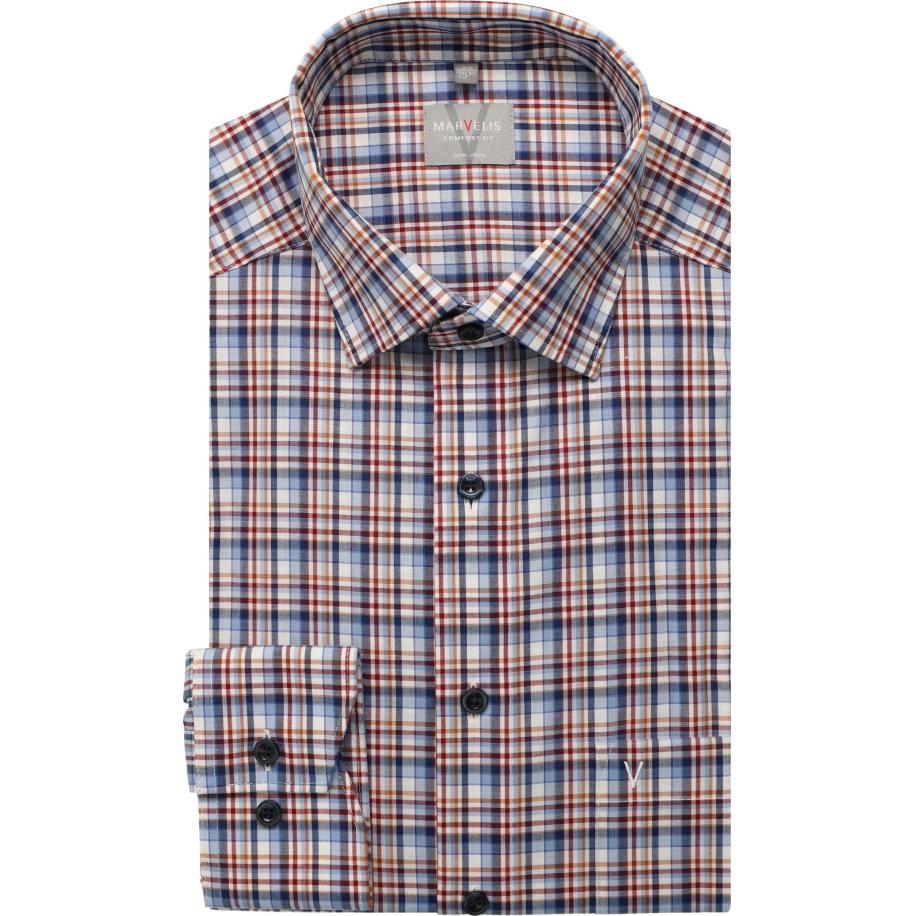 Marvelis Overhemd donkerrood, Ruit Rood