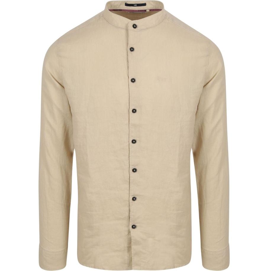 No Excess Overhemd Linnen Beige Bruin