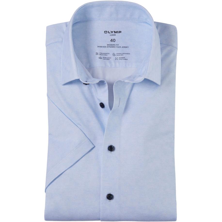 OLYMP Luxor 24/Seven Jersey shirt blauw, Bedrukt Blauw