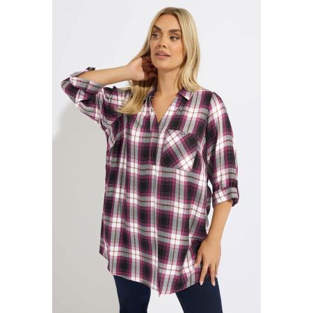 Yours Curve Zwart & Roze Geruit Overhemd Size 66-68