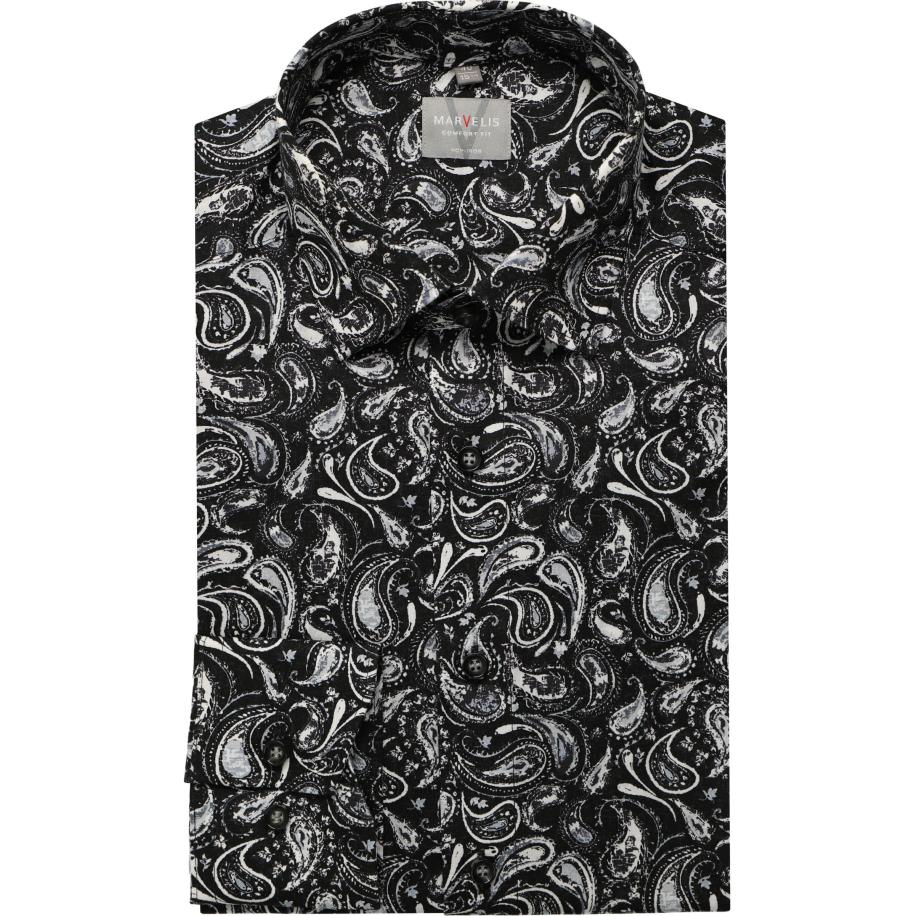 Marvelis Overhemd zwart, Bedrukt Zwart