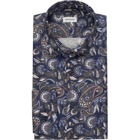 Seidensticker Flanellen Overhemd donkerblauw, Bedrukt