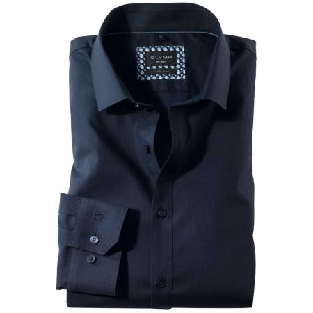 OLYMP No. Six Overhemd nachtblauw, Effen