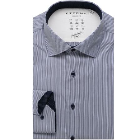 ETERNA Performance Overhemd marine, Gestreept