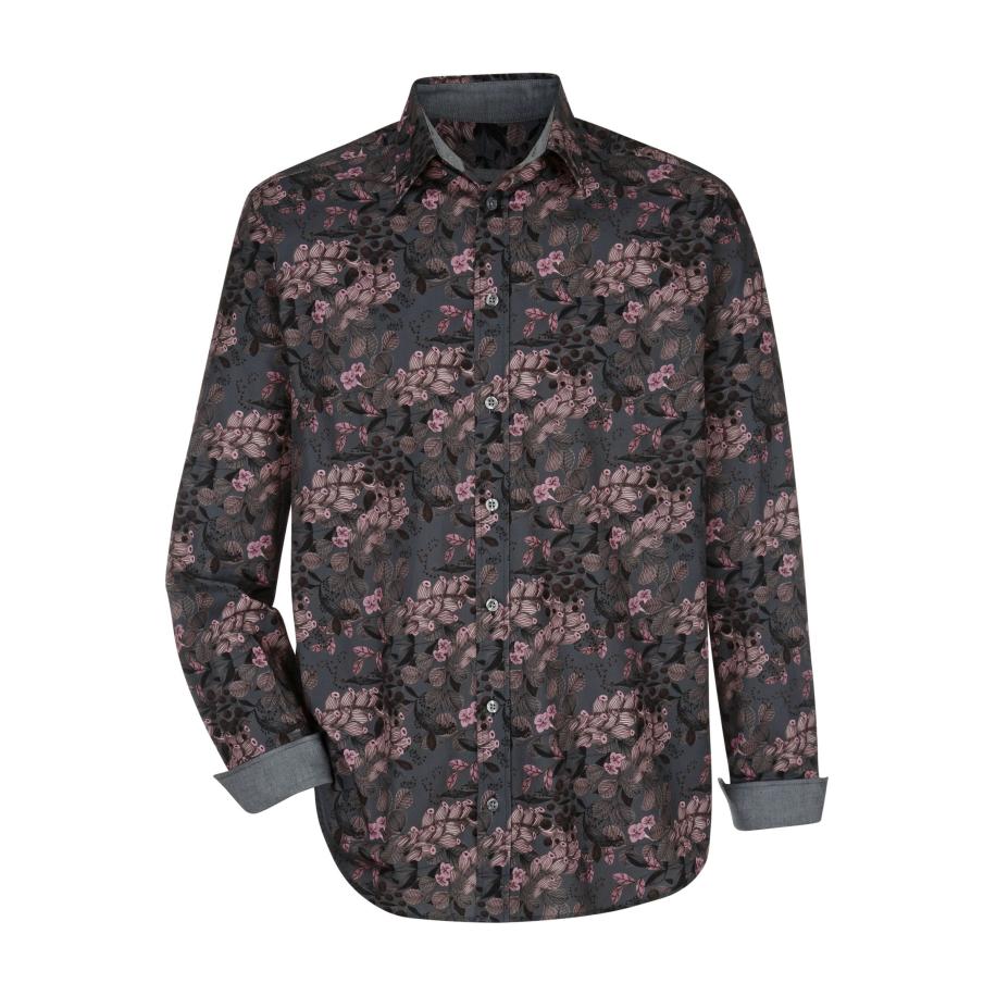BABISTA Overhemd donkergrijs, Motief Grijs