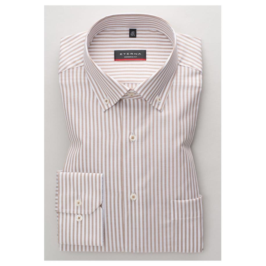 ETERNA Overhemd beige/wit, Gestreept Bruin