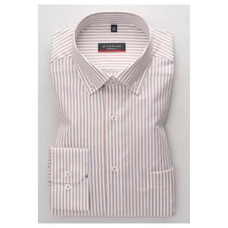 ETERNA Overhemd beige/wit, Gestreept