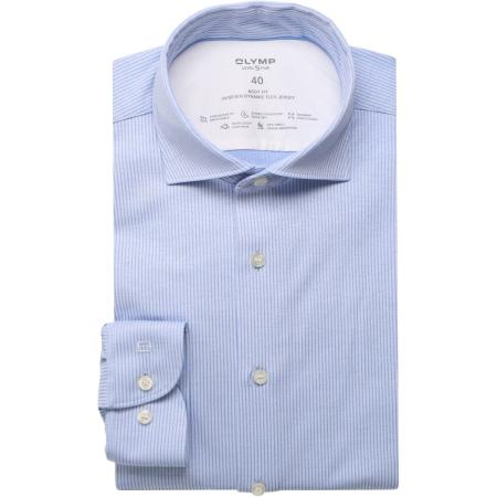 OLYMP Level Five 24/Seven Jersey shirt blauw, Gestreept