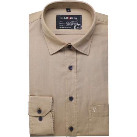 Marvelis Casual Overhemd beige, Effen