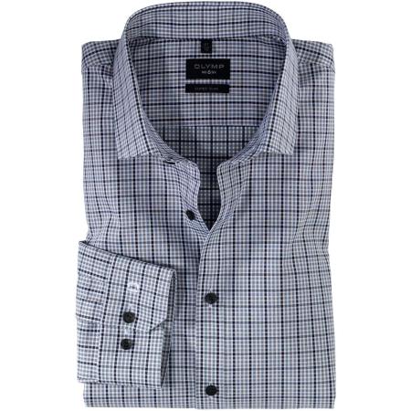 OLYMP No. Six Overhemd zwart/grijs, Ruit