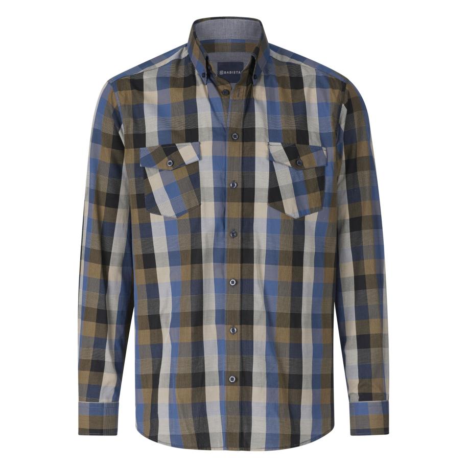 BABISTA Overhemd koningsblauw, Ruit Blauw