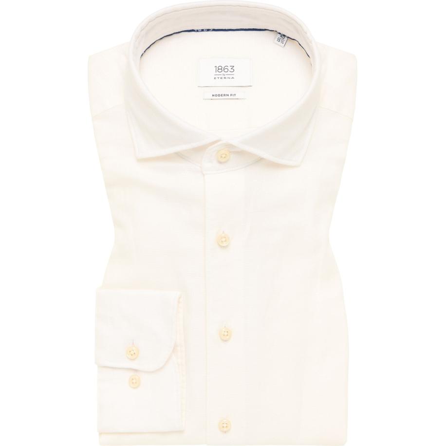 ETERNA 1863 Linnen Overhemd ecru, Gestructureerd Wit