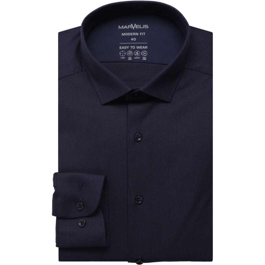 Marvelis Performance Overhemd marine, Faux-uni Blauw