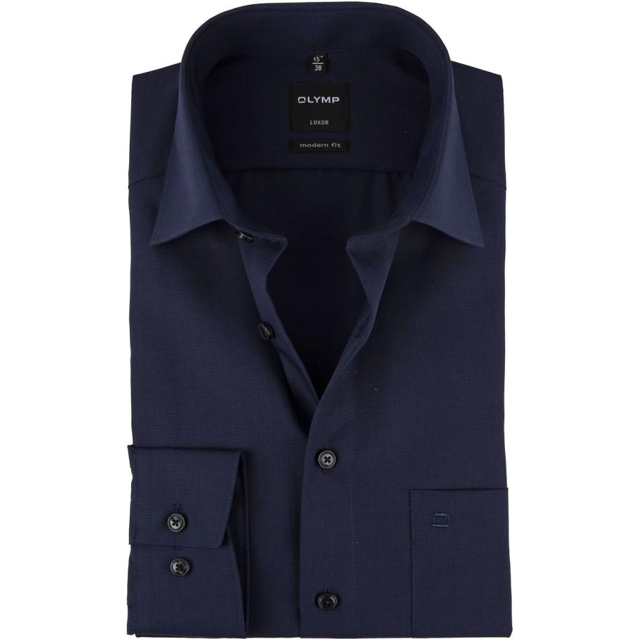 OLYMP Overhemd Luxor Modern-Fit Donkerblauw Blauw