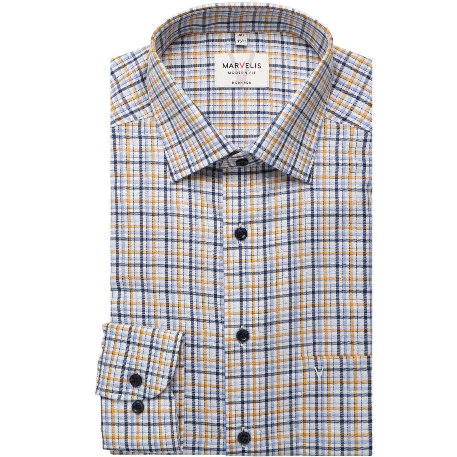Marvelis Overhemd geel/blauw/wit, Ruit Multicolor