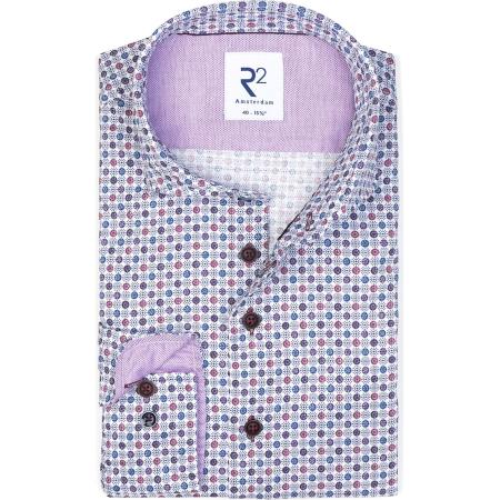 R2 Amsterdam Overhemd paars, Bedrukt