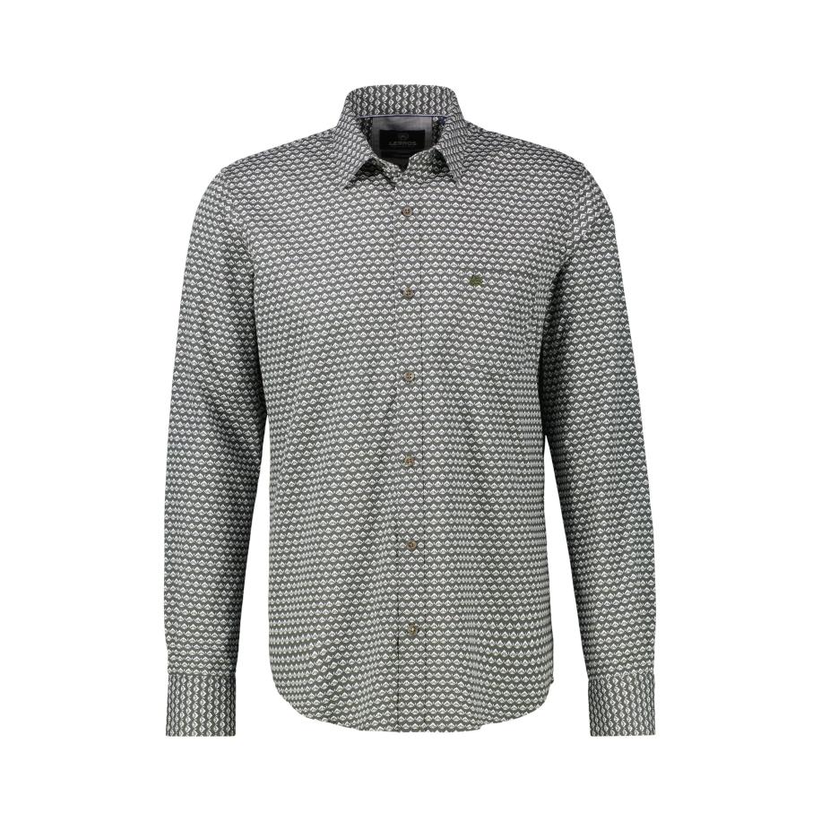 LERROS Overhemd olijfgroen / wit Groen