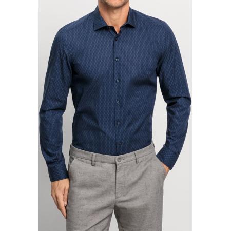 OLYMP Level Five Garment Washed Overhemd marine, Bedrukt