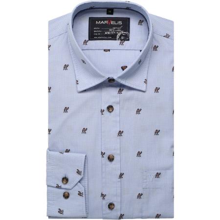 Marvelis Casual Overhemd blauw, Bedrukt