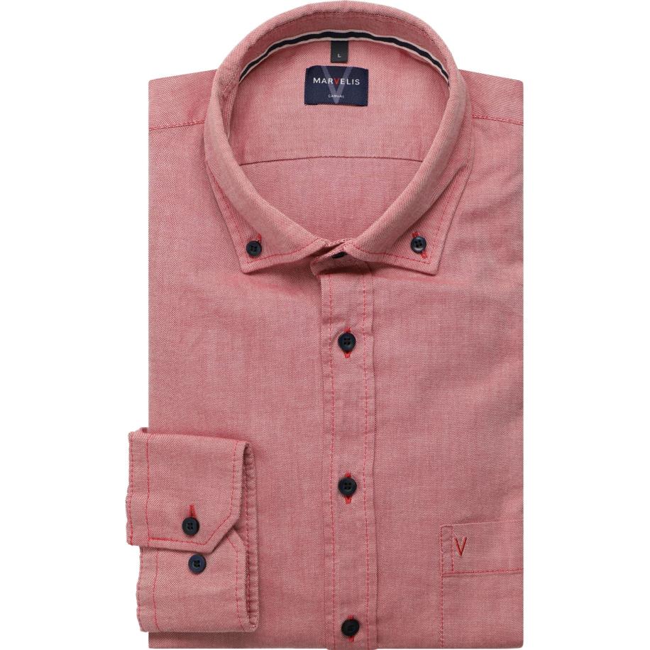 Marvelis Casual Overhemd baksteenrood, Faux-uni Rood