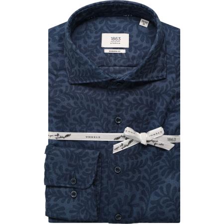 ETERNA 1863 Flanellen Overhemd donkerblauw, Bedrukt