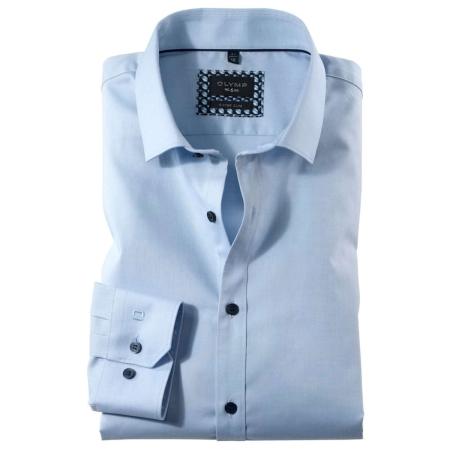 OLYMP No. Six Overhemd blauw, Effen