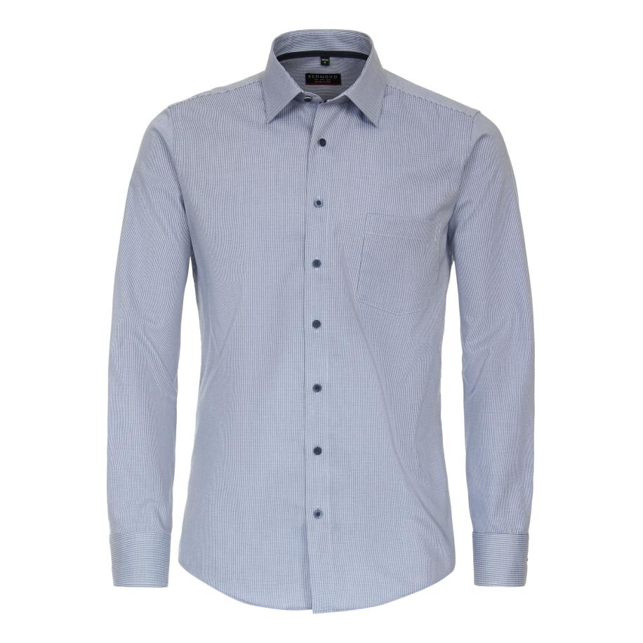Redmond Overhemd blauw, Effen Blauw