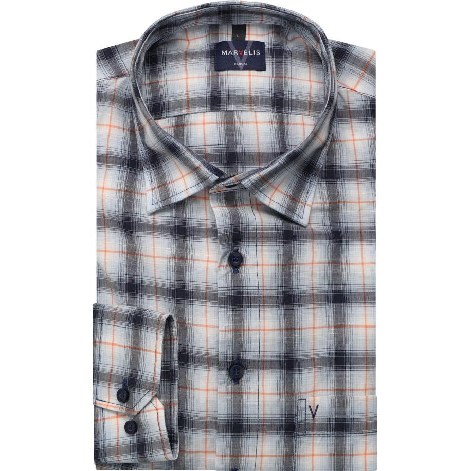 Marvelis Casual Overhemd marine, Ruit Blauw