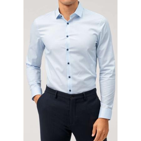 OLYMP No. Six Overhemd blauw, Faux-uni