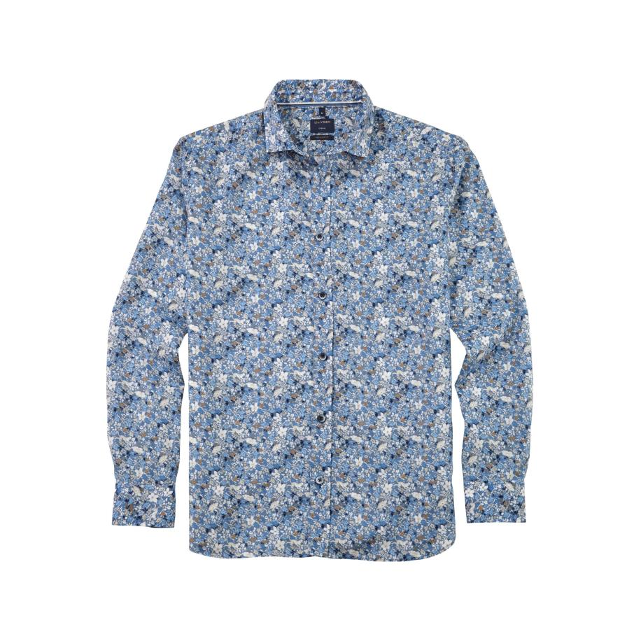 OLYMP Casual Overhemd marine, Bedrukt Blauw