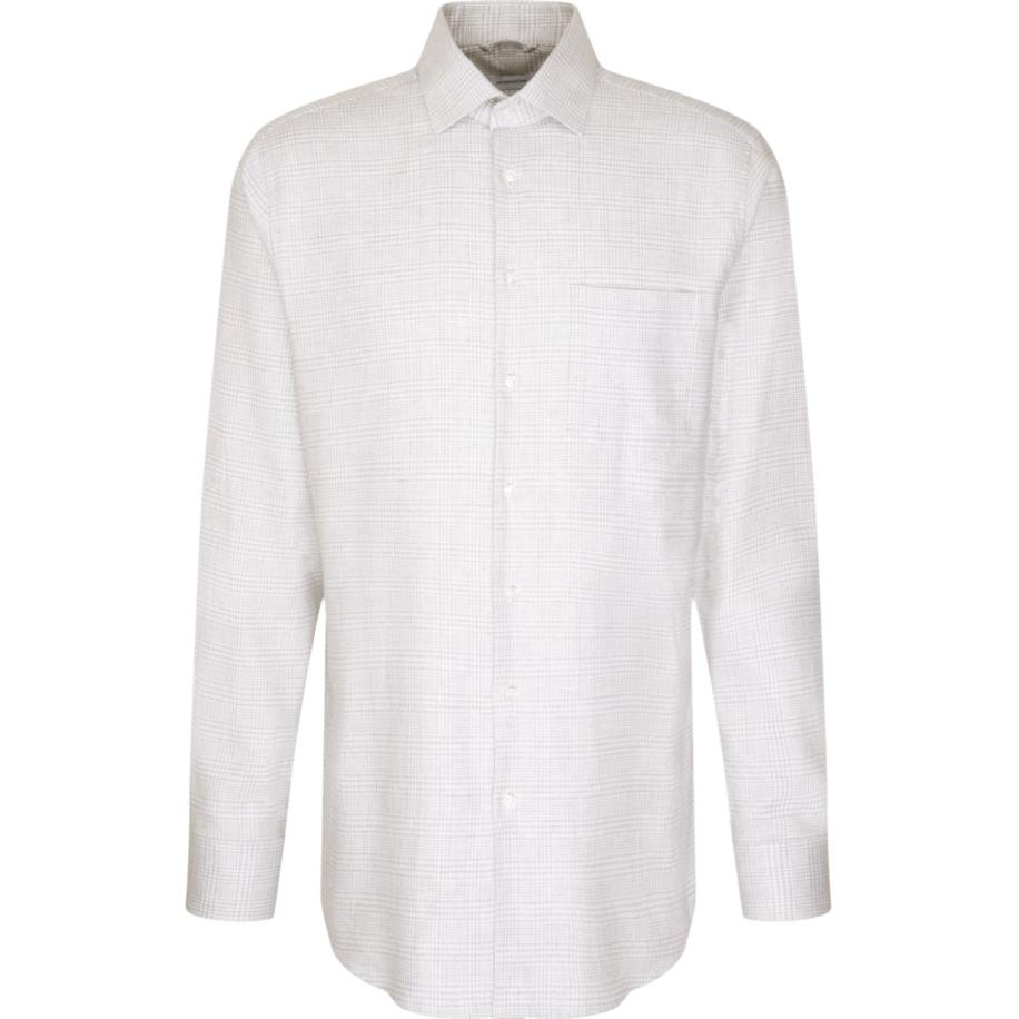 Seidensticker Flanellen Overhemd lichtgrijs, Ruit Grijs