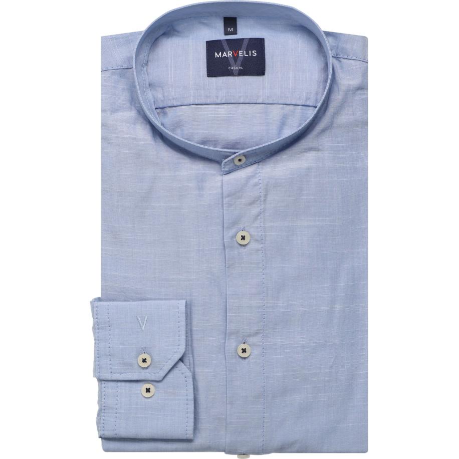 Marvelis Casual Overhemd blauw, Effen Blauw