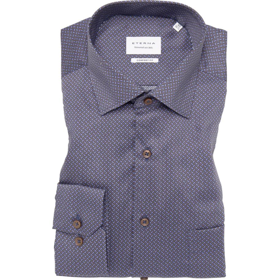 ETERNA Overhemd marine, Bedrukt Blauw