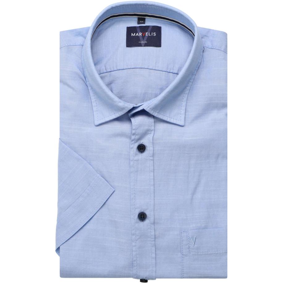 Marvelis Casual Overhemd Korte mouw blauw Blauw