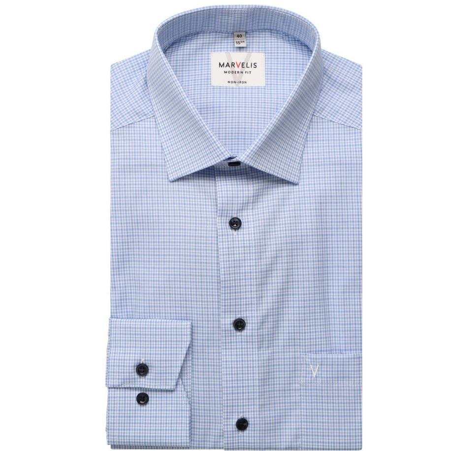 Marvelis Overhemd blauw, Ruit Blauw