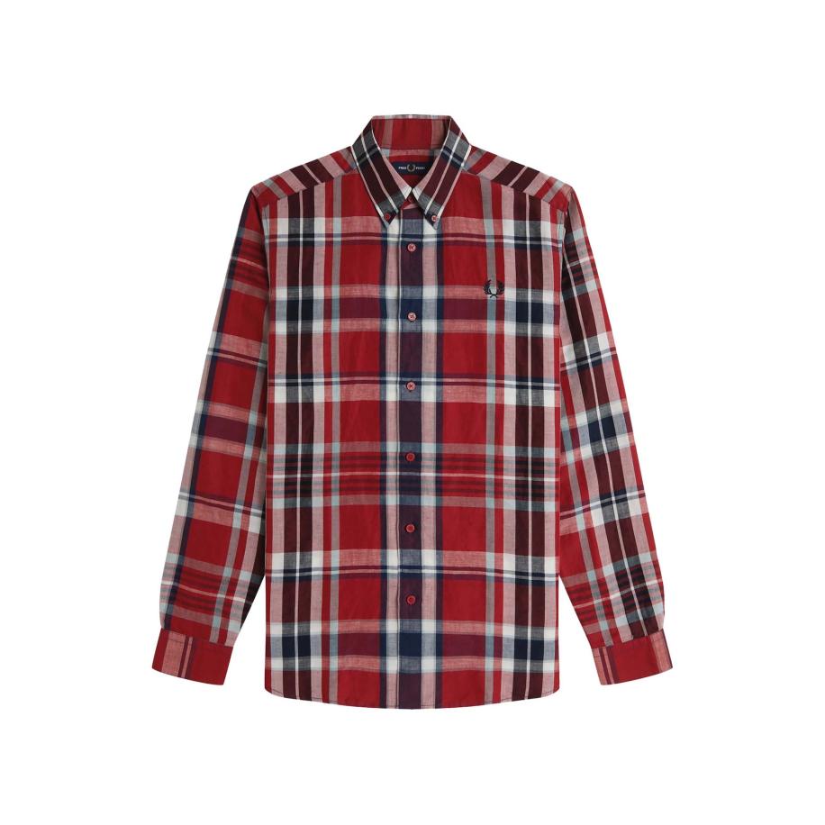 Fred Perry Fred Perry Overhemd rood / zwart / natuurwit -