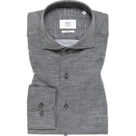 ETERNA 1863 Linnen Overhemd zwart, Effen