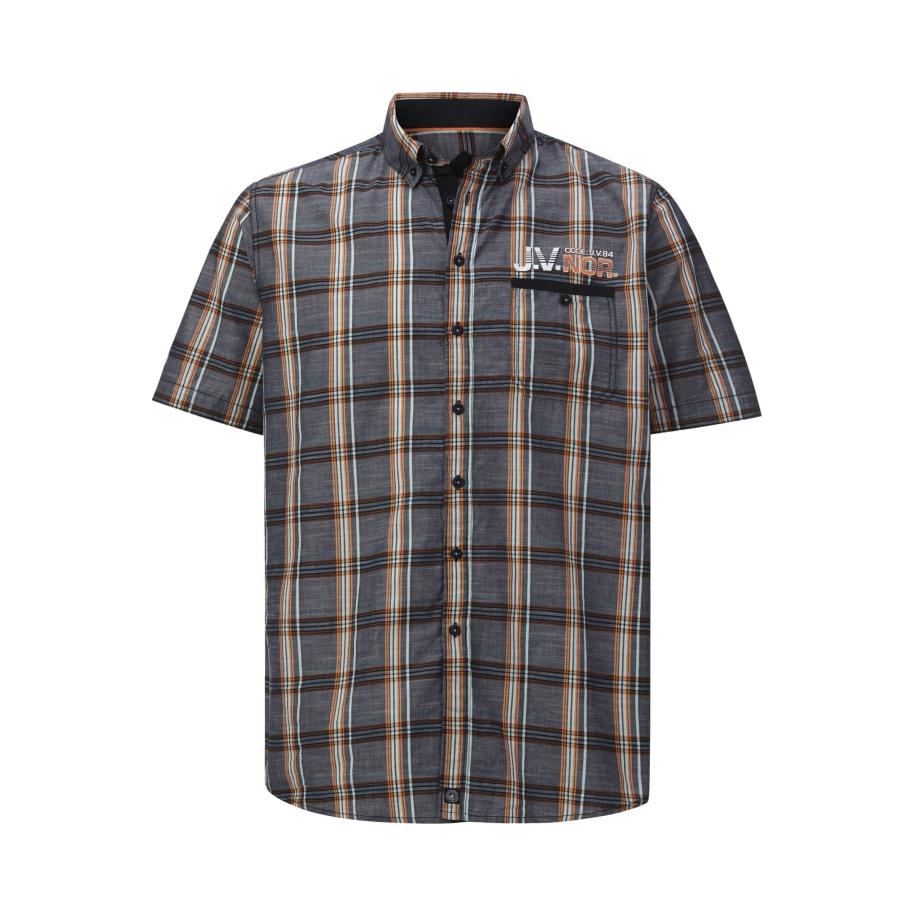 Jan Vanderstorm Overhemd Korte mouw donkergrijs Grijs