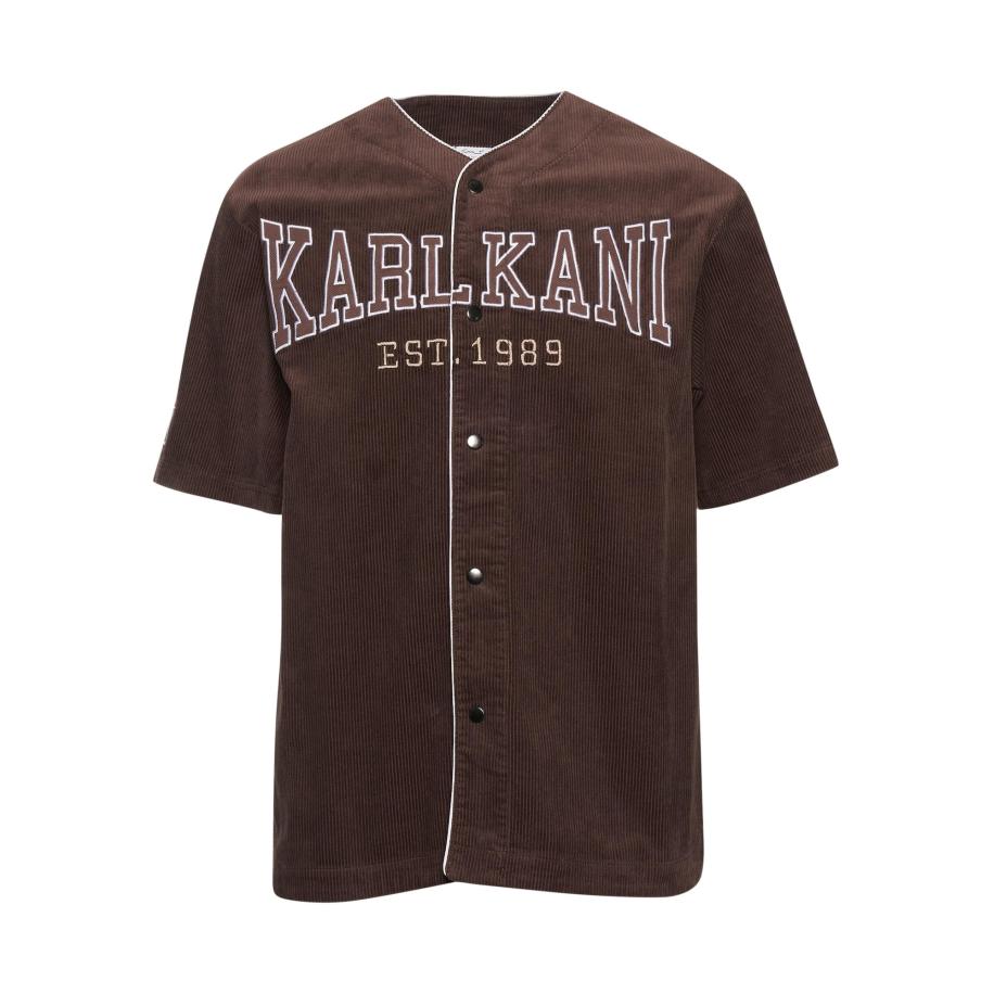 Karl Kani Karl Kani Overhemd chocoladebruin / lichtbruin / wit -