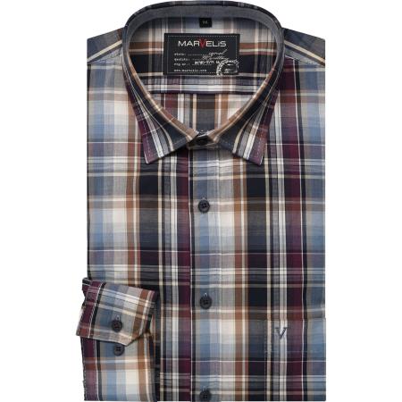 Marvelis Casual Overhemd aubergine, Ruit