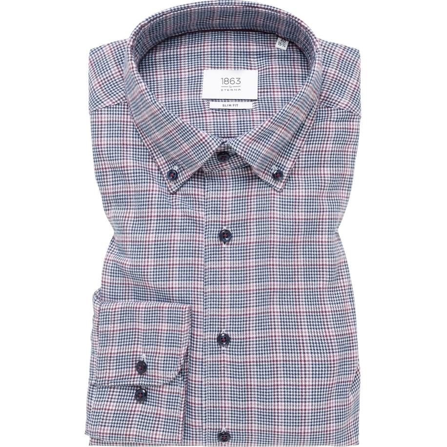ETERNA 1863 Flanellen Overhemd blauw, Ruit Blauw
