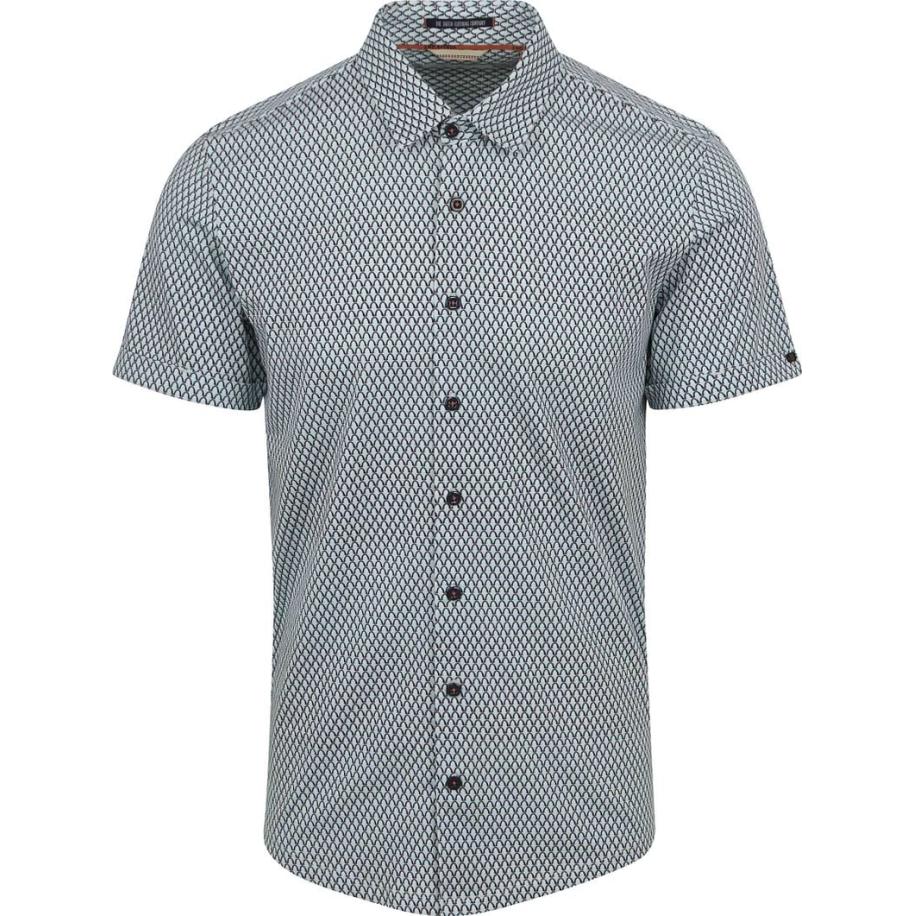 No Excess Overhemd Lichtblauw Multicolour Print Blauw