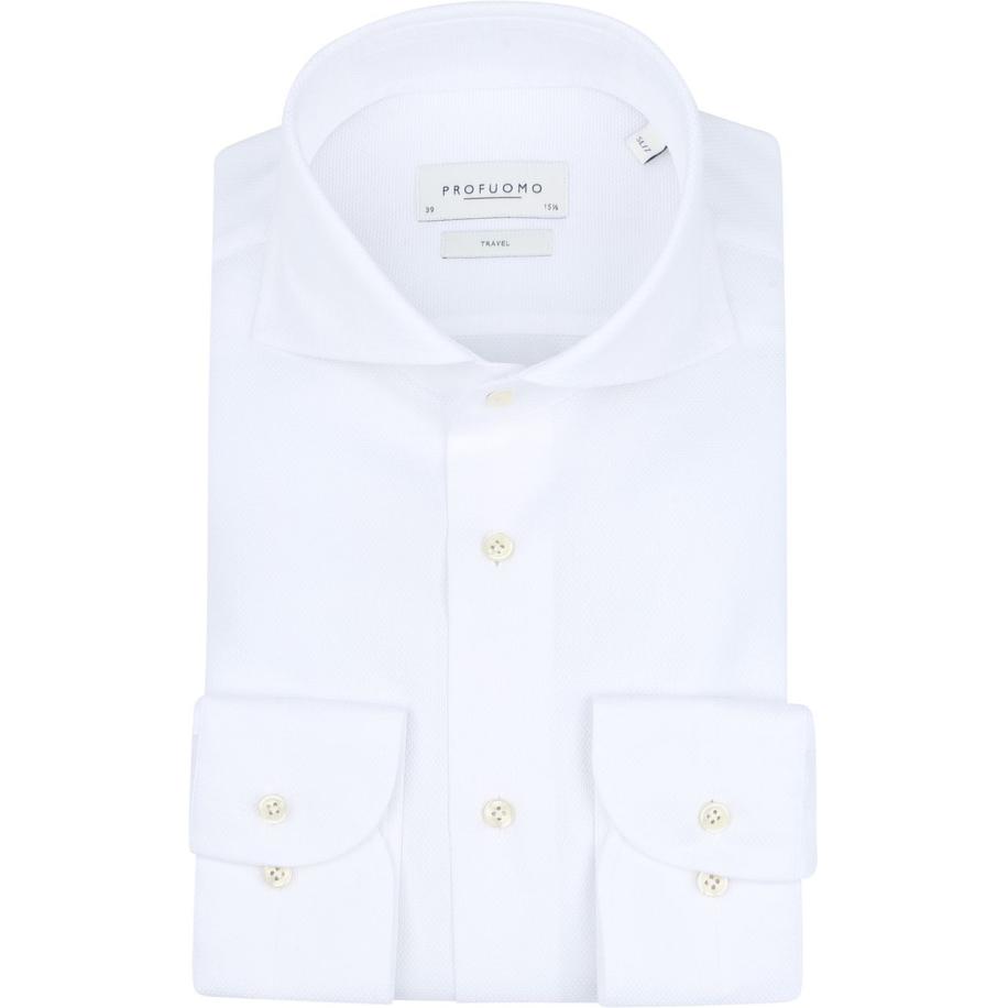 Profuomo Shirt Extra Lange Mouwen Travel Wit Wit